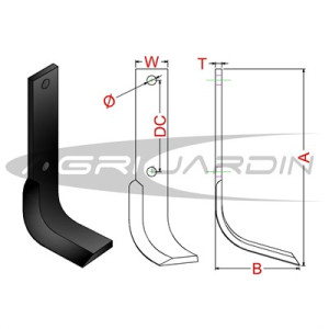 COUTEAU DE FRAISE POUR ROTAVATOR AGRATOR, HOWARD