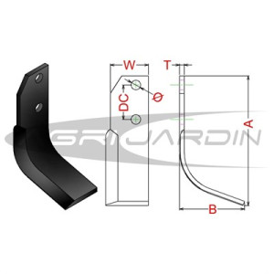 COUTEAU DE FRAISE POUR ROTAVATOR CARRARO, BERTOLINI