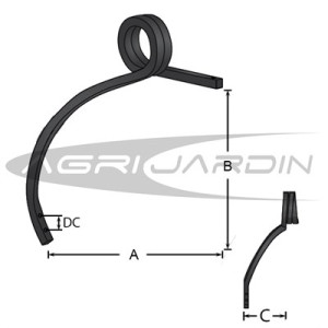 DENT CULTIVATEUR ACODÉ DOUBLE SPIRE GAUCHE 32X32MM Ø22MM