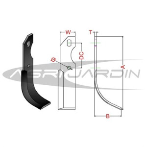 COUTEAU DE FRAISE POUR MOTOCULTEUR AGRIA, BENASSI, GRILLO, PASQUALI, SEP, PASBO