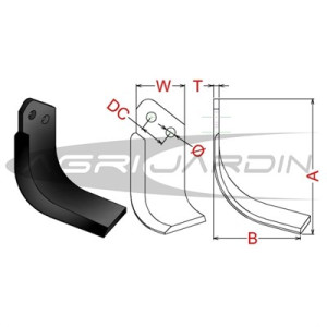 COUTEAU DE FRAISE POUR ROTAVATOR AGRIA, BERTOLINI, FERRARI, SEP, ALFA