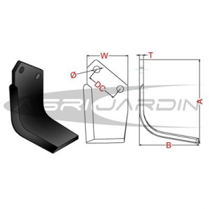 COUTEAU DE FRAISE POUR ROTAVATOR AGRATOR, AGRIC, FALC, KUHN