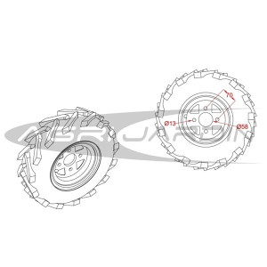 PAIR DE ROUES PNEUMATIQUES 6,5/80-12 POUR MOTOCULTEUR